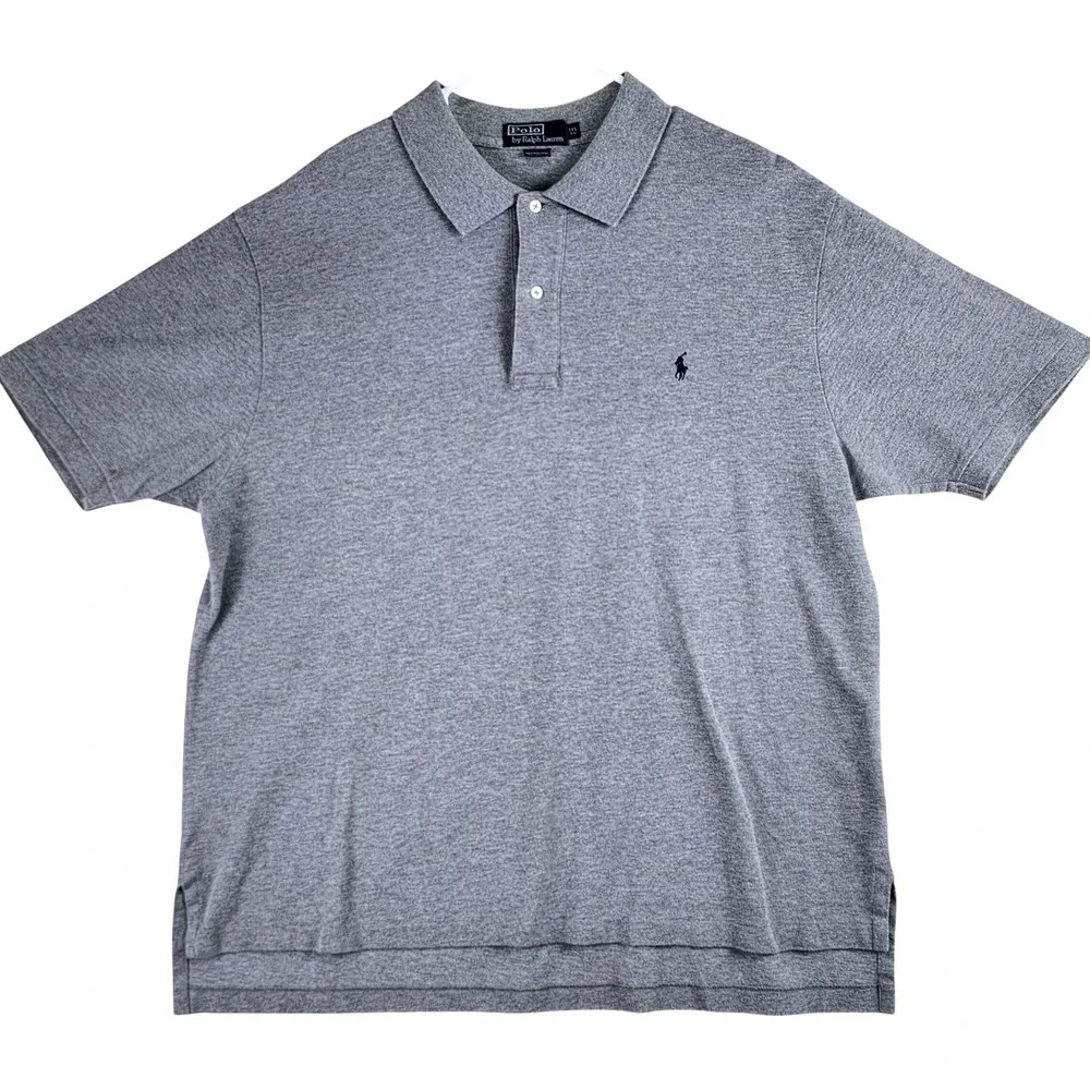 Polo Ralph Lauren Pique Polo Shirt‎ Mens 1XL Big Gray Heather Classic Preppy